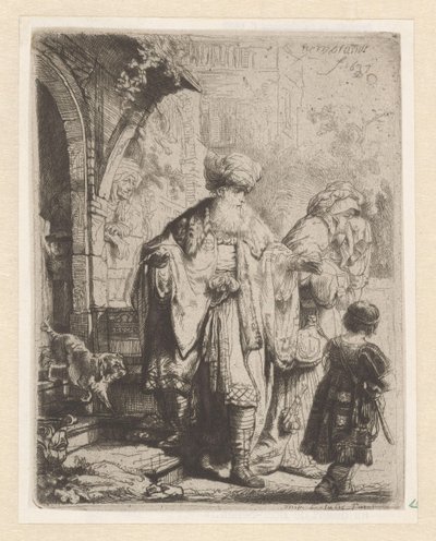 Abraham vyhnal Hagar a Izmaela od Leopold Flameng