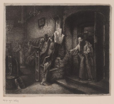 Interiér synagogy s věřícími od Leopold Flameng