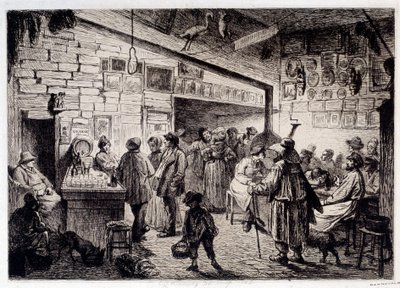 Vnitřní pohled na kabaret White Rabbit” zbořený v roce 1860”” Rytina Leopold Flameng (1831-1911) 1863 Paříž, Musee Carnavalet od Leopold Flameng