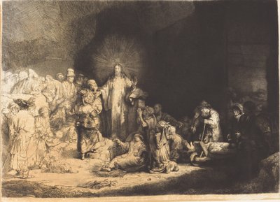 Kristus káže (Sto guldenový výtisk) od Leopold Flameng after Rembrandt van Rijn