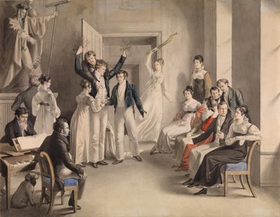Franz Schubert 1797-1828. Společenská hra Schubertians v Atzenbrugg, 1821 od Leopold Kupelwieser