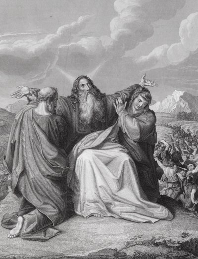 Vztyčení Mojžíšových rukou, Exodus, kap. 17, v. 12 (rytina) od Leopold Kupelwieser