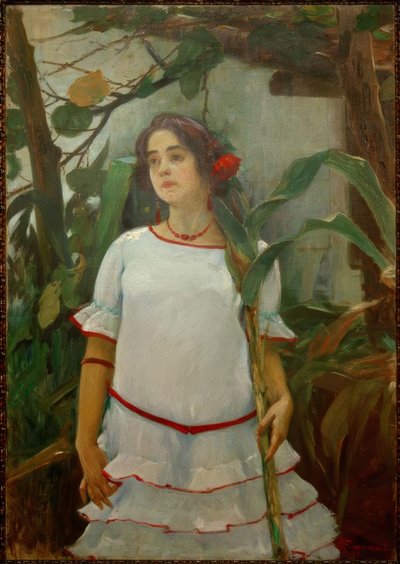 Retrato de muchacha con caña (Dívka s holí) od Leopoldo Romañach