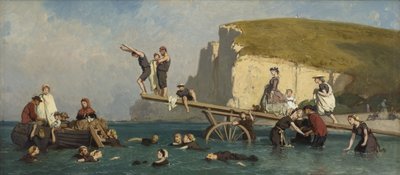 Bathers v Etretat, c. 1858. od Lepoittevin
