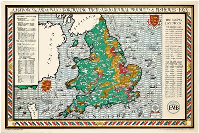 Mapa Anglie a Walesu od Leslie MacDonald Gill