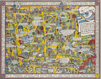 Mapa Petera Pana Kensingtonských zahrad od Leslie MacDonald Gill