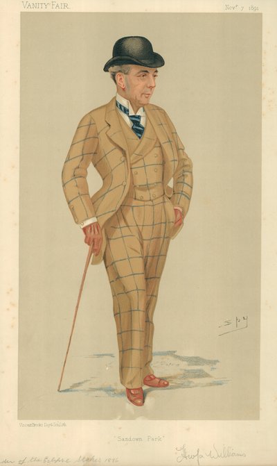 Pan Hwfa Williams, Sandown Park, 7. listopadu 1891, karikatura Vanity Fair od Leslie Matthew Ward