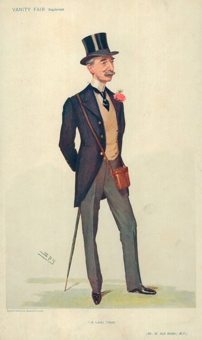 Pan W Hall Walker MP, šťastný majitel, 21. června 1906, karikatura Vanity Fair od Leslie Matthew Ward