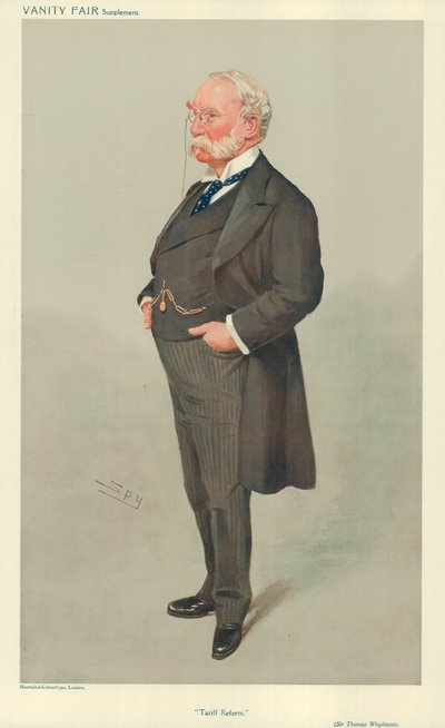 Sir Thomas Wrightson, Tarifní reforma, 6. května 1908, karikatura Vanity Fair od Leslie Matthew Ward