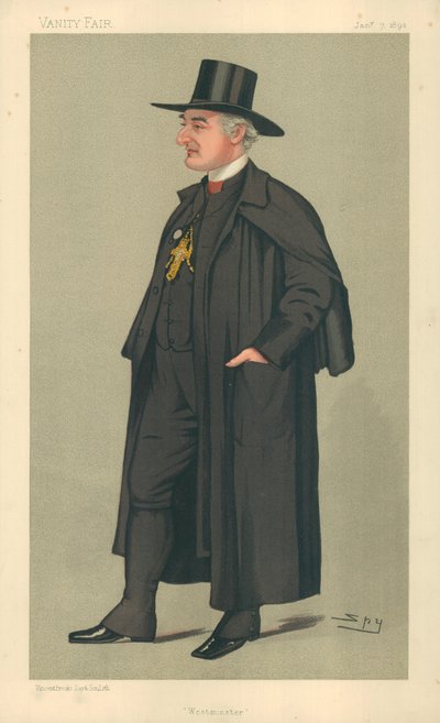 Arcibiskup z Westminsteru, Westminster, 7. ledna 1891, karikatura Vanity Fair (barevné lito) od Leslie Matthew Ward