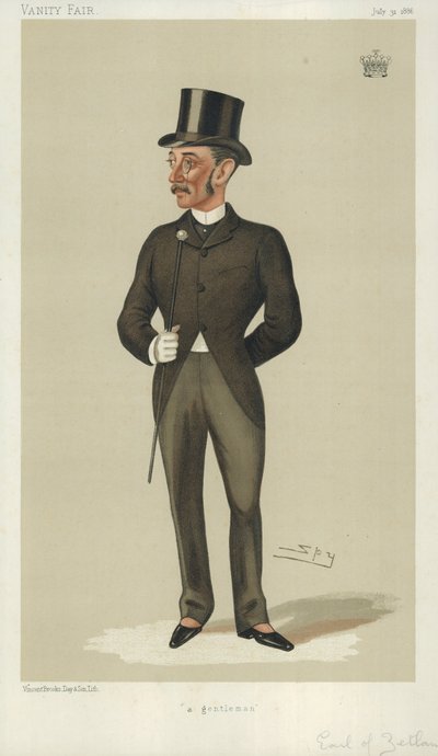 Hrabě ze Zetlandu, gentleman, 31. července 1886, karikatura Vanity Fair od Leslie Matthew Ward