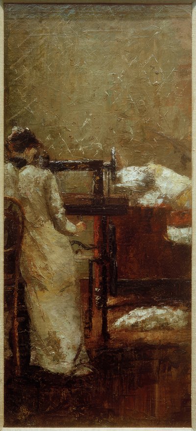 Žena u šicího stroje od Lesser Ury