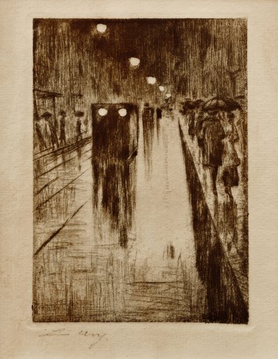 Leipziger Strasse v dešti od Lesser Ury