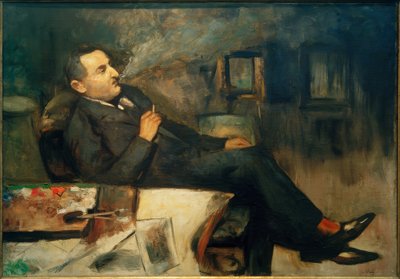 Malý Ury kouří ve studiu (autoportrét) od Lesser Ury