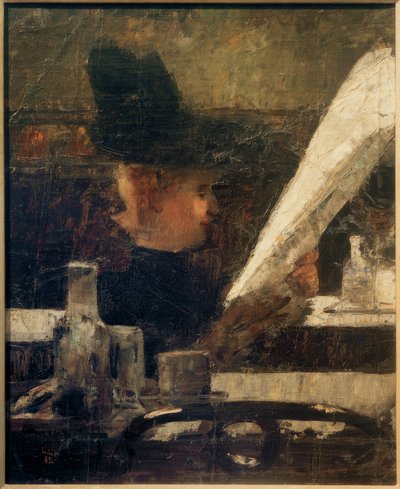Čtenář novin v kavárně (dáma v kavárně) od Lesser Ury
