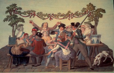Francouzská revoluce z roku 1789: „Republikánské jídlo“. Gouache des freres Lesueur (18. století) od Lesueur Brothers