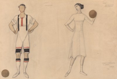 Studie kostýmů pro "Jeux" od Lev Samoilovich Bakst