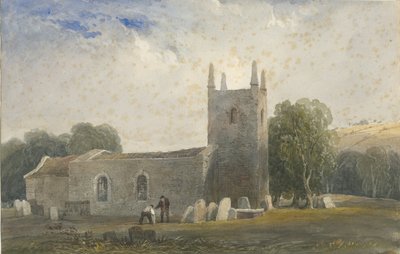 Butterton Church: malba akvarelem a [c 1830-1840] od Lewis John Wood