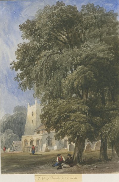 Caverswall Church: malba akvarelem a [c 1830-1840] (malba) od Lewis John Wood