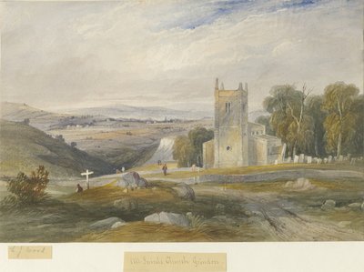 Grindon Church: malba akvarelem a [c 1830-1845] od Lewis John Wood