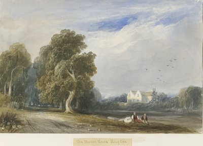 Kingstone - The Manor House: malba akvarelem a [c 1830-1840] od Lewis John Wood
