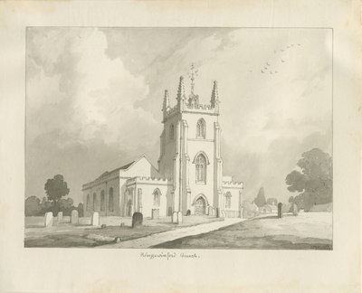 Kingswinford Church: sépiová kresba, 1837 od Lewis John Wood
