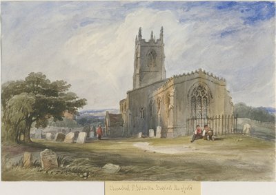 Mayfield Church: malba akvarelem a [c 1830-1840] od Lewis John Wood