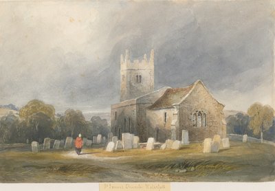 Waterfall Church: malba akvarelem a [c 1830-1840] od Lewis John Wood