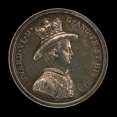 Edward VI, 1537-1553, anglický král 1547 Medaile pro školu Kristovy nemocnice, založena 1552 od Lewis Pingo