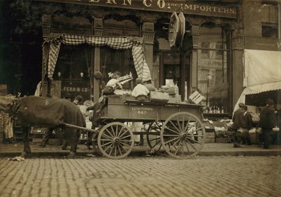 Chlapci prodávající zeleninu na trhu v Bostonu, Massachusetts od Lewis Wickes Hine
