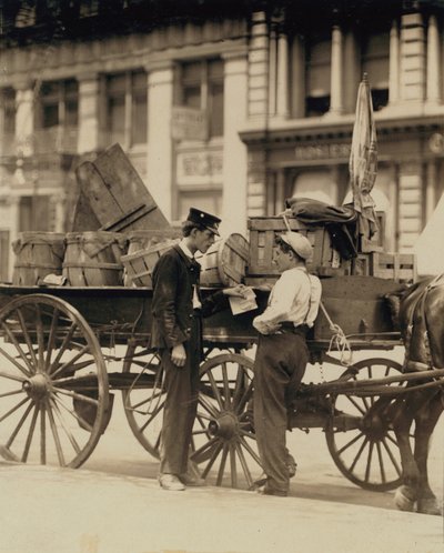 Poslové v rozhovoru na náměstí Union Square v New Yorku od Lewis Wickes Hine