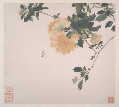 Hmyz a květiny, datováno 1865 (album o osmi listech; tuš a barva na papíře) od Lian Ju