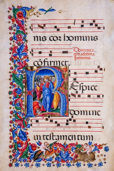Knihovna Piccolomini: sborová kniha, treska. 24,9, násl. 67v s „Uzdravením malomocného“, od Liberale da Verona (asi 1445 - 1527/9). od Liberale da Verona