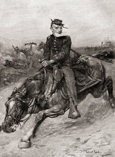 Dispečerský jezdec během americké občanské války, z The Century Magazine, publikoval 1887 (rytina) od Unbekannt Unbekannt