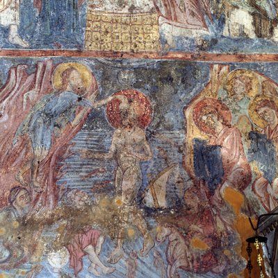 Křest Ježíše, freska v kostele v Alikampos, Kréta, Řecko (foto) od Unbekannt Unbekannt