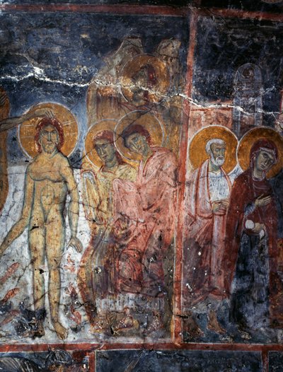 Kristus, Madona a svatí, freska v klášteře Agios Georgios, Diavaide, Kréta, Řecko (foto) od Unbekannt Unbekannt
