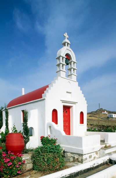 Kostel na ostrově Mykonos, Kykladské ostrovy, Řecko (foto) od Unbekannt Unbekannt