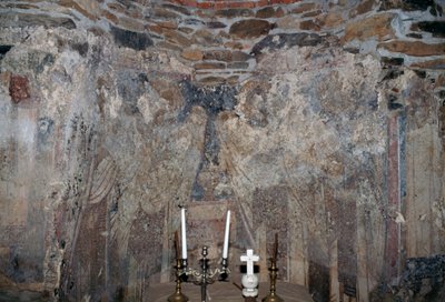 Poškozená freska v kostele v Kantanos, Kréta, Řecko (foto) od Unbekannt Unbekannt