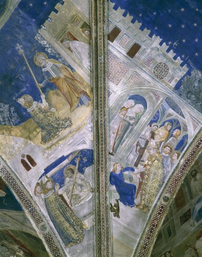 Detail z klenby v kapli St Martial, Papežský palác v Avignonu, s freskami od Unbekannt Unbekannt