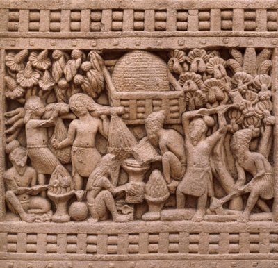 Detail východní strany stúpy I v Sanchi (Seznam světového dědictví UNESCO od Unbekannt Unbekannt