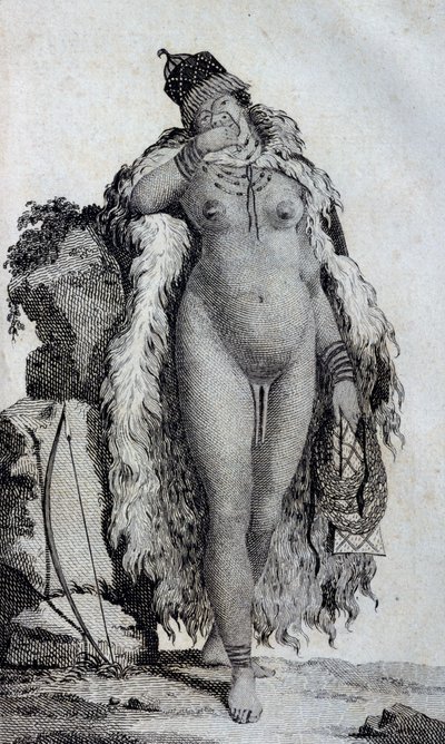 Etnická žena Khoikhoi (Hottentots), z cest Le Vaillant do vnitrozemí Afriky přes Mys Dobré naděje, v letech 1783 od Unbekannt Unbekannt