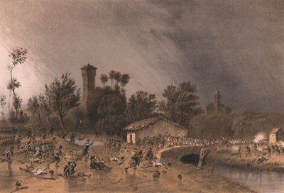 První divize Regina Brigade útočí na most Montreoli, Palestro, Lombardie od Unbekannt Unbekannt