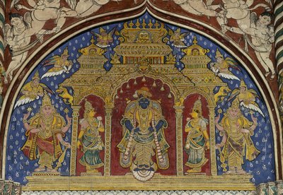 Freska zobrazující Višnua, palác Thanjavur Maratha, Tamil Nadu, Indie od Unbekannt Unbekannt