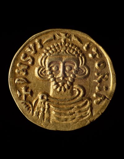 Zlatá mince prince Arechiho, recto, lombardské mince, 8. stol od Unbekannt Unbekannt