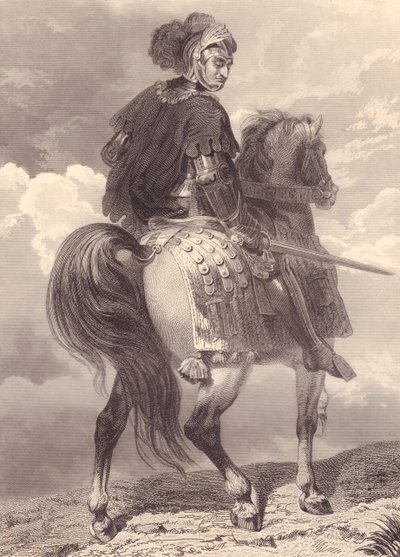Italský vojevůdce a politik Gian Giacomo Trivulzio (1440-1518), rytina, 22x16 cm, z Galerie Historique de Versailles, Histoire de France, Charles Gavard Publisher, Paříž, kolem 1840 od Unbekannt Unbekannt
