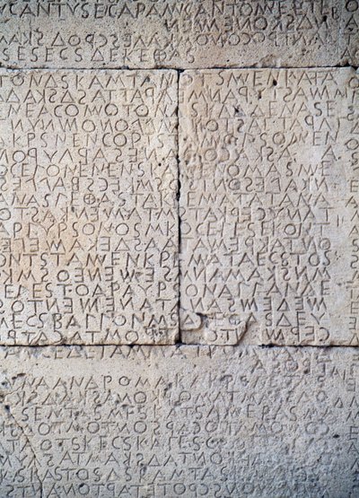 Law Code of Gortyn, Dorické nápisy na kamenných deskách, Gortyn, Kréta, Řecko, řecká civilizace, 5. století před naším letopočtem, detail (fotografie) od Unbekannt Unbekannt