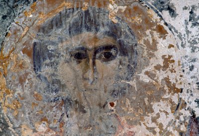 Mužská postava, poškozená freska v kostele Metamorphosis Sotiros, Voutas, Kréta, Řecko (foto) od Unbekannt Unbekannt