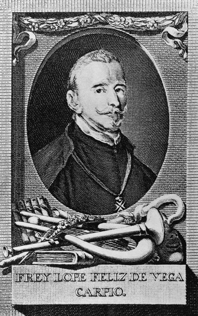 Portrét Felixe Lope de Vega y Carpio (1562-1635), španělského romanopisce, básníka a dramatika, rytina od Unbekannt Unbekannt