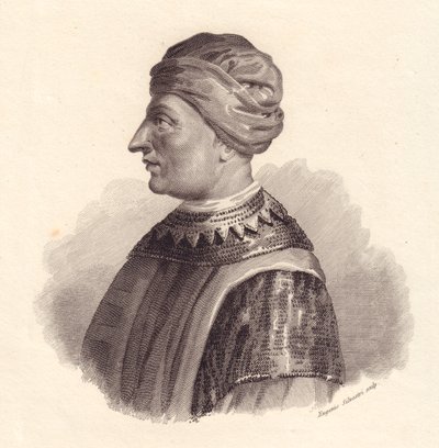 Portrét italského vojevůdce Can Francesco della Scala, také známý jako Cangrande I (1291-1329), mědirytina Eugenio Silvestri od Unbekannt Unbekannt