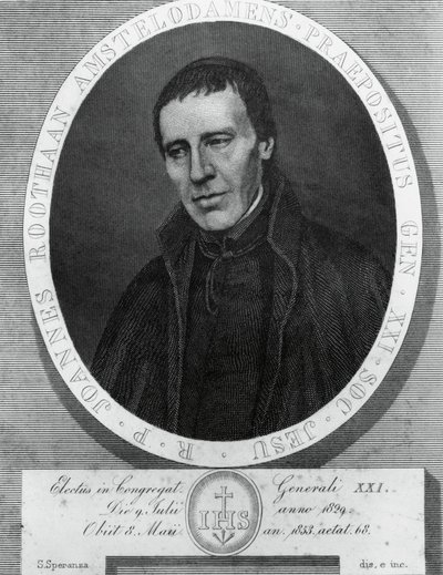 Portrét Jana Philippa Roothaana (1785-1853), holandského jezuity a 21. generálního představeného Tovaryšstva Ježíšova, kresba a rytina Serafino Speranza (1862-1911) po malbě Franse Quartiera od Unbekannt Unbekannt